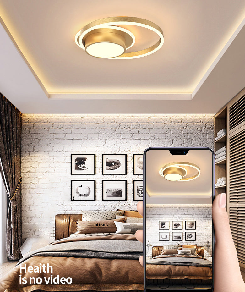 Ronde eenvoud ontwerp aluminium LED plafondlamp moderne stijl slaapkamerverlichting in goud