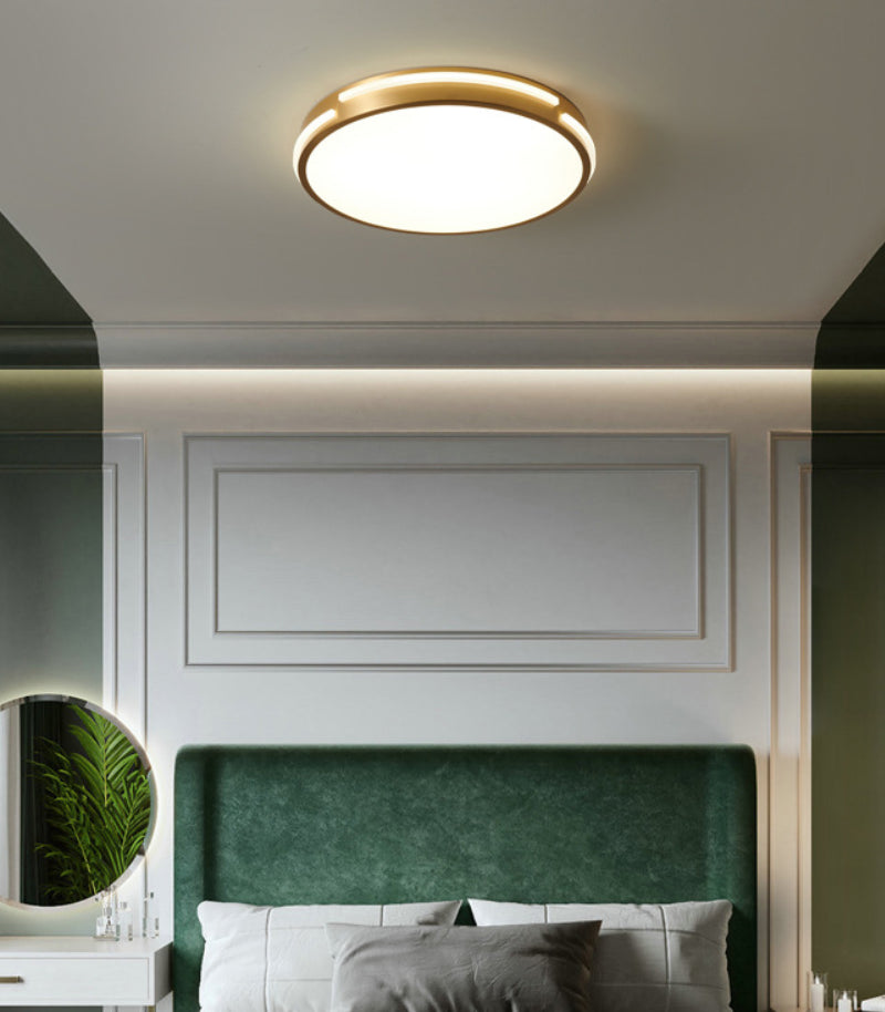 Drum Shape Metalen Plafond Verlichting Moderne Minimalistische Stijl LED Woonkamer Flush Lamp in Goud