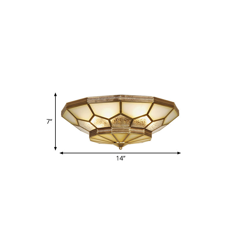 3/4/6 Luci Lampada da Soffitto Soggiorno Tradizionale Ottone Flush Mount con Sfumato Vetro Frosted Shade, 14"/18"/21.5" W