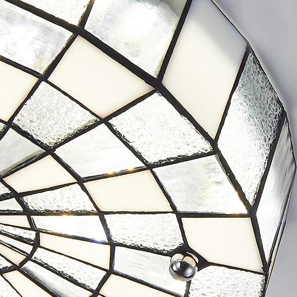 12"/16"/19.5" Wide Round Flush Ceiling Light Modernism Stained Glass Flush Mount Lighting in White