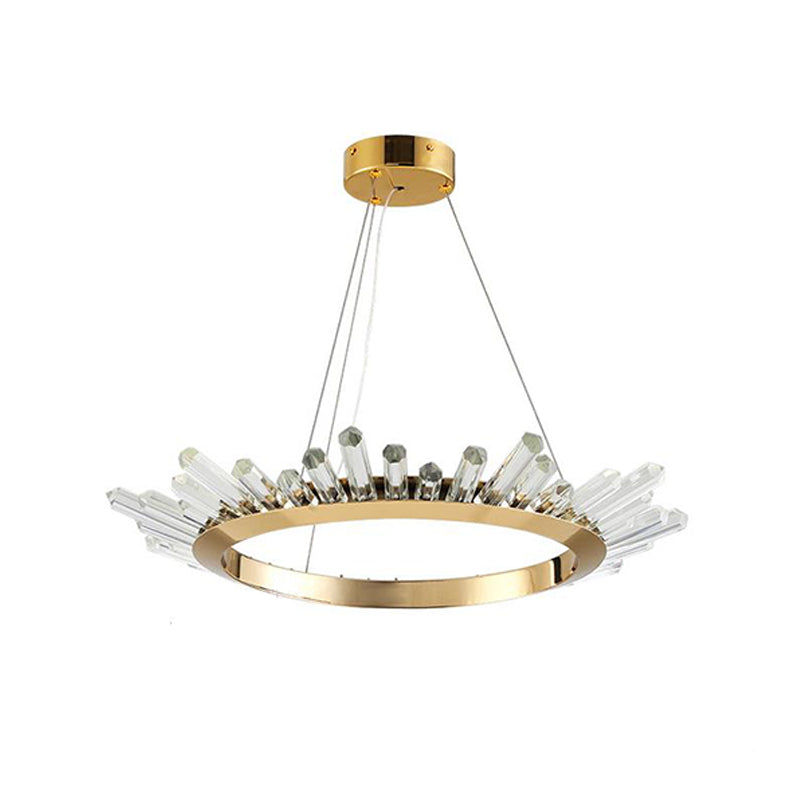 Lampadanda rotondo lampadario modernista in metallo a led soffitto oro appeso per camera da letto, largo 16 "/21,5" /31,5 "