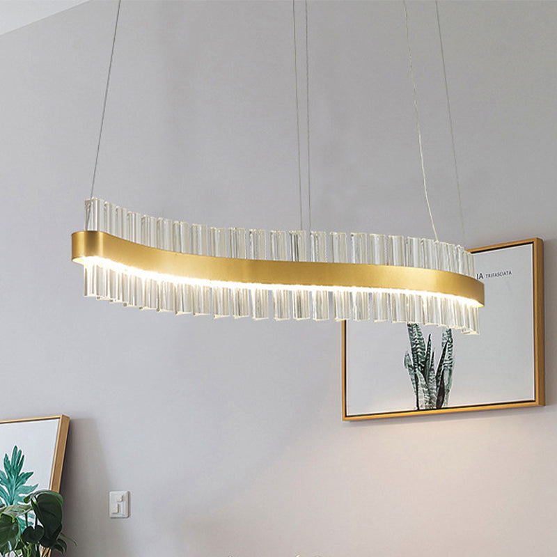 Piegare il lampadario soffitto modernista cristallo 35,5 "/47" LED LED LED a sospensione a sospensione per sala da pranzo