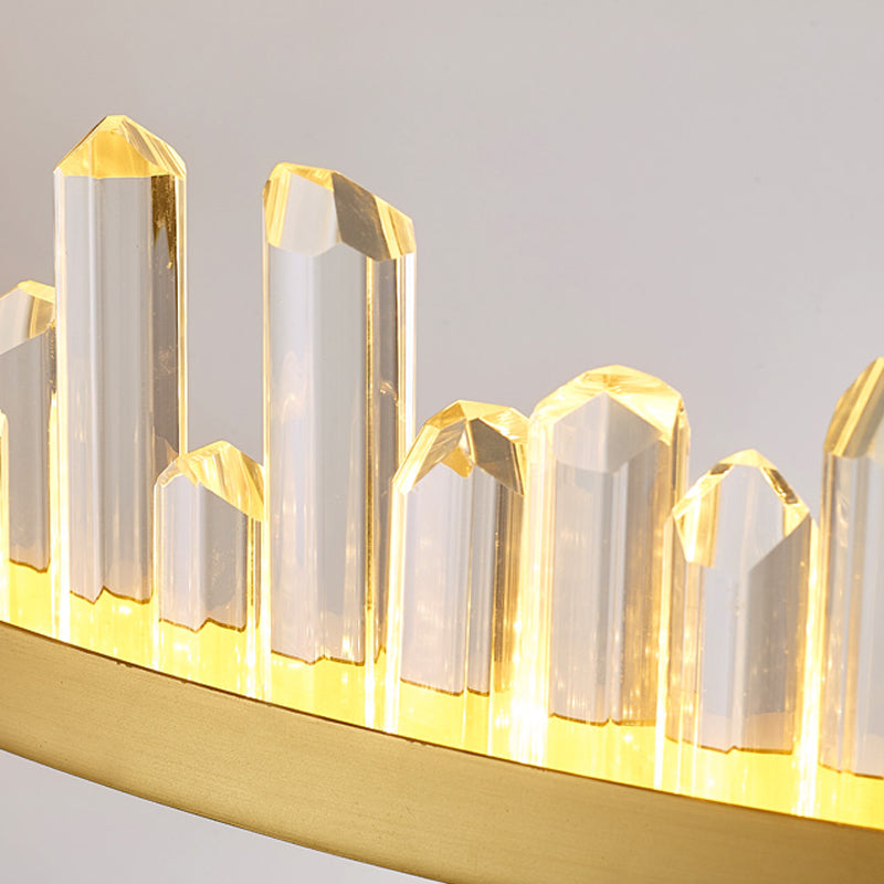 Circle Chandelier Lighting Contemporary Cut Crystal LED Gold Hanging Light Kit in Warm/White Light, 16"/23.5"/31.5" Wide