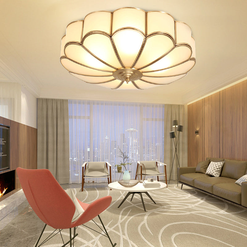 14 "/18" /23.5 " W Brass Scalloped Soffitto Illuminazione Tradizionale Metallo 3/4/6 Teste Living Room Flush Montaggio Soffitto Luce Fissaggio