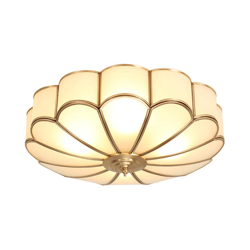 14 "/18" /23.5 " W Brass Scalloped Soffitto Illuminazione Tradizionale Metallo 3/4/6 Teste Living Room Flush Montaggio Soffitto Luce Fissaggio