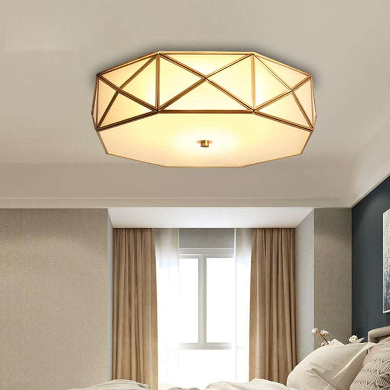 3/4/6 Allumage de l'octogone de fixation Minimaliste Brass Metal Ceiling Mounted Lamp for Bedroom, 14 "/16.5" /20.5 " W