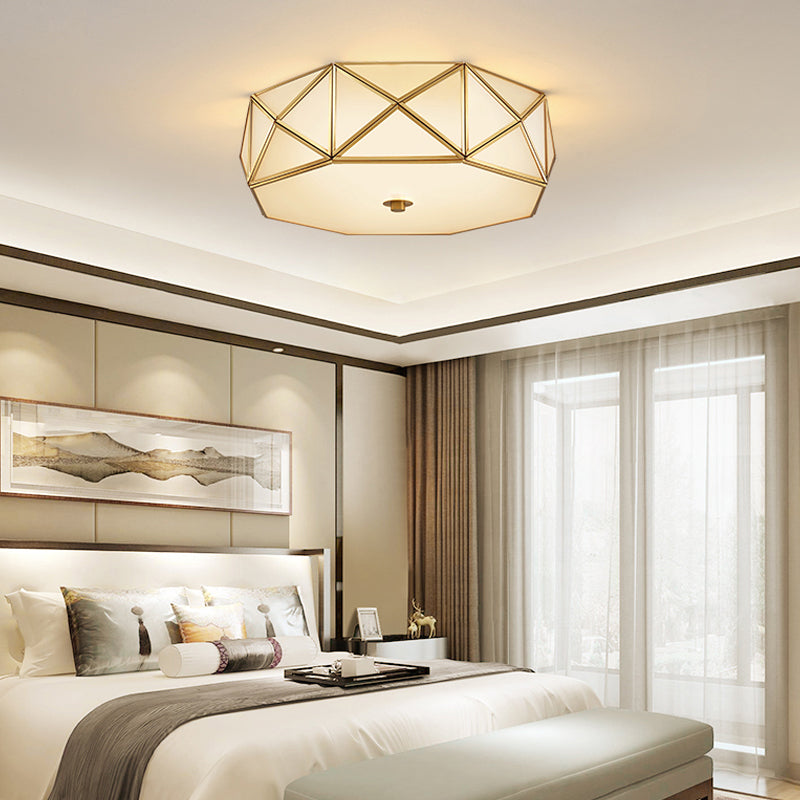 3/4/6 Allumage de l'octogone de fixation Minimaliste Brass Metal Ceiling Mounted Lamp for Bedroom, 14 "/16.5" /20.5 " W