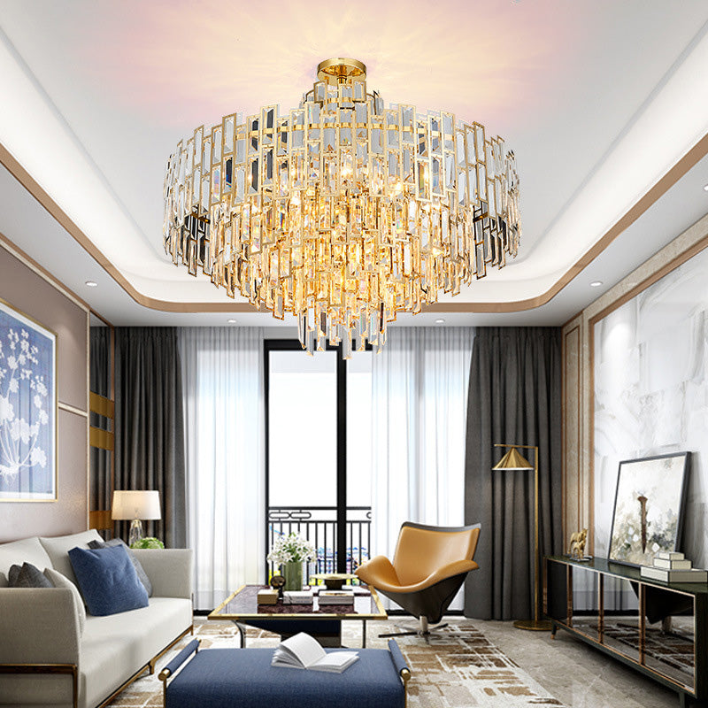 Chandelier suspendu à plusieurs niveaux Crystal contemporain 8/13 têtes 23,5 "/31,5" Kit de lumière suspendue en or pour le salon