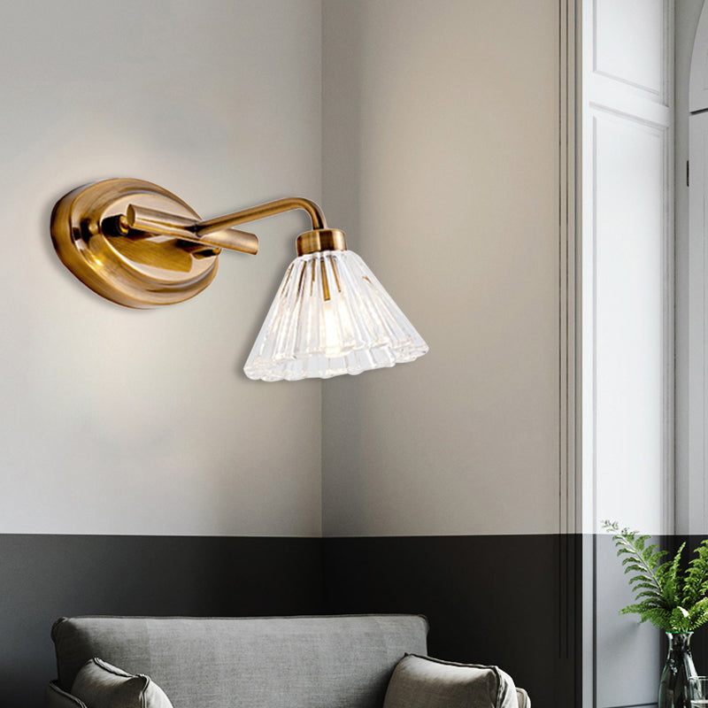 1/2/3-bulb cono vanità lampada da vanità tradizionale funce murale a led in ottone per il bagno