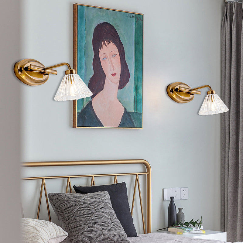 1/2/3-bulb cono vanità lampada da vanità tradizionale funce murale a led in ottone per il bagno