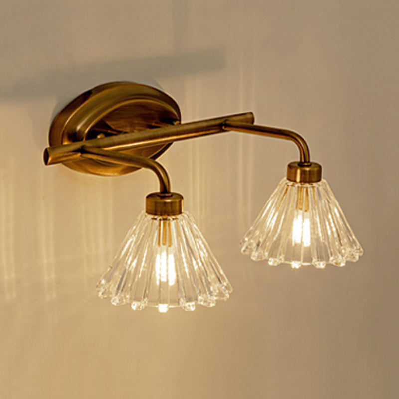 1/2/3-bulb cono vanità lampada da vanità tradizionale funce murale a led in ottone per il bagno