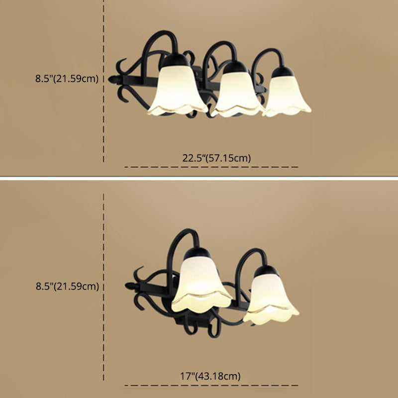 Traditional Style Shaded Wall Mounted Lighting Glass Wall Mounted Light in Black