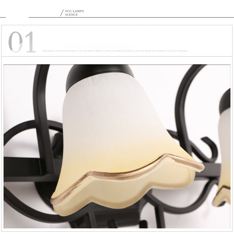 Traditional Style Shaded Wall Mounted Lighting Glass Wall Mounted Light in Black