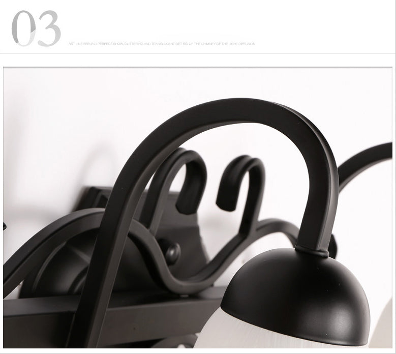 Traditional Style Shaded Wall Mounted Lighting Glass Wall Mounted Light in Black