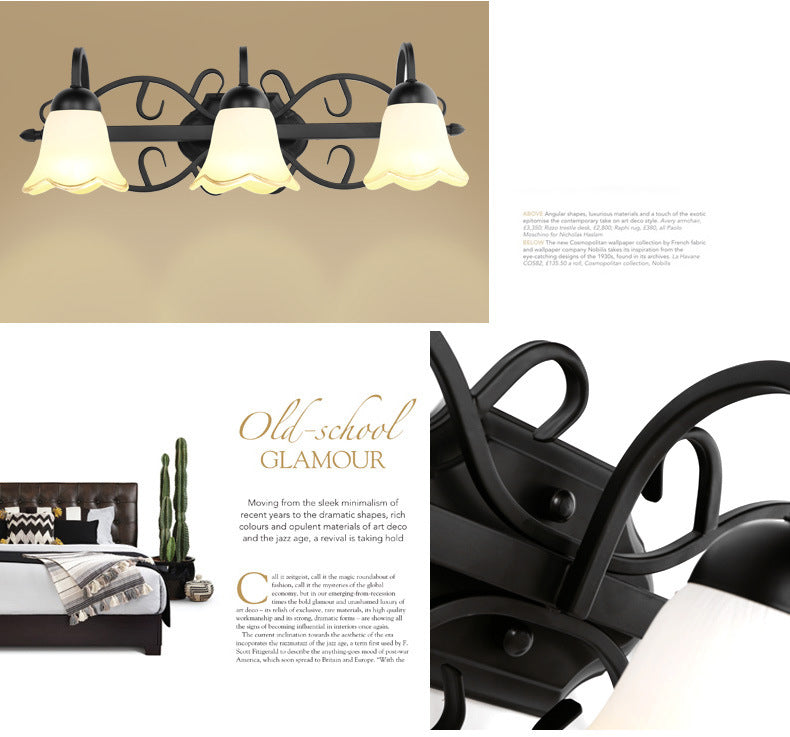 Traditional Style Shaded Wall Mounted Lighting Glass Wall Mounted Light in Black