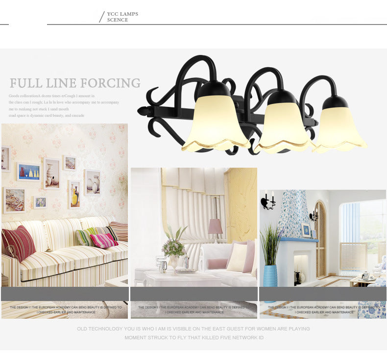 Traditional Style Shaded Wall Mounted Lighting Glass Wall Mounted Light in Black