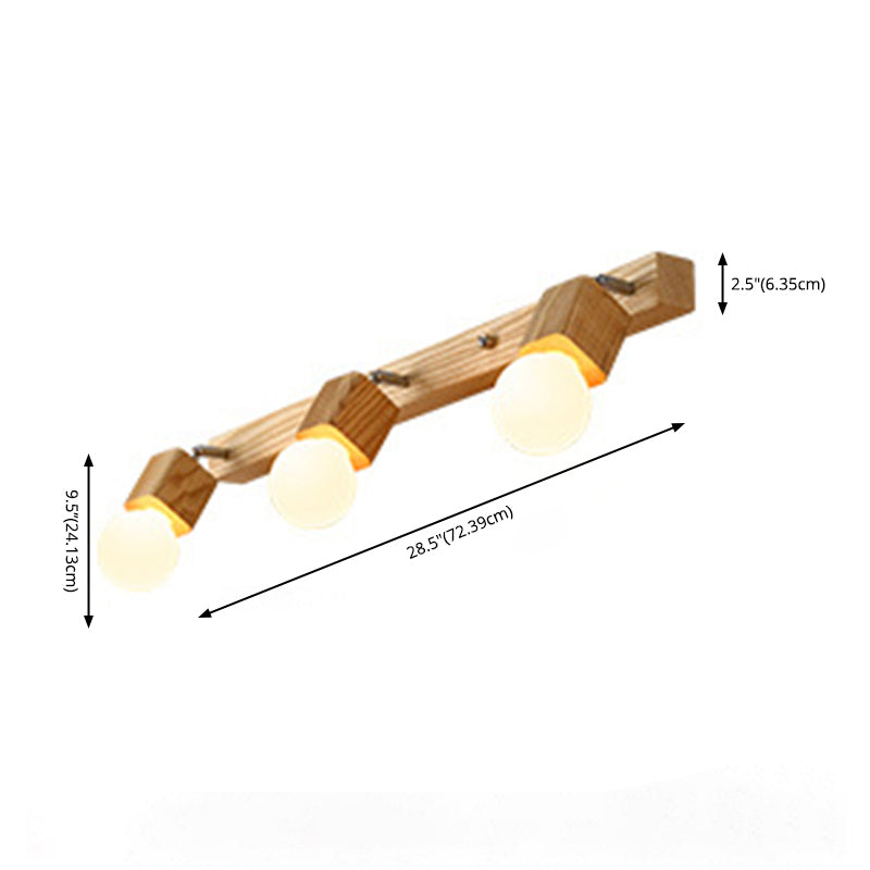 Simplicity Style Bar Wall Lighting Fixture Wooden Bathroom Wall Mounted Light in Beige