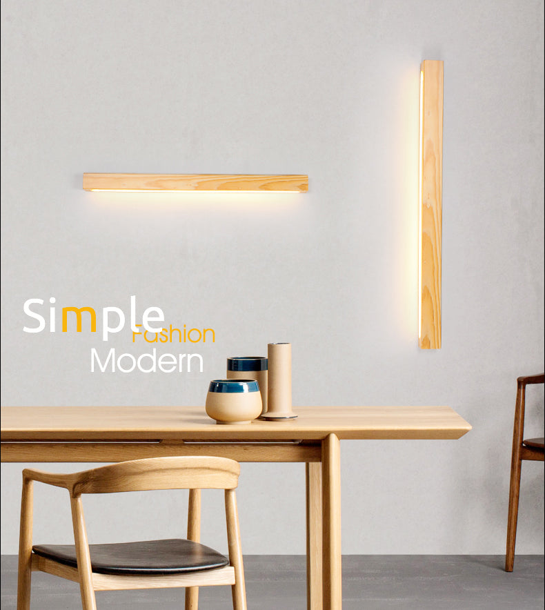 Iluminación de montaje de pared LED minimalista iluminación lineal montada en la pared con sombra de madera