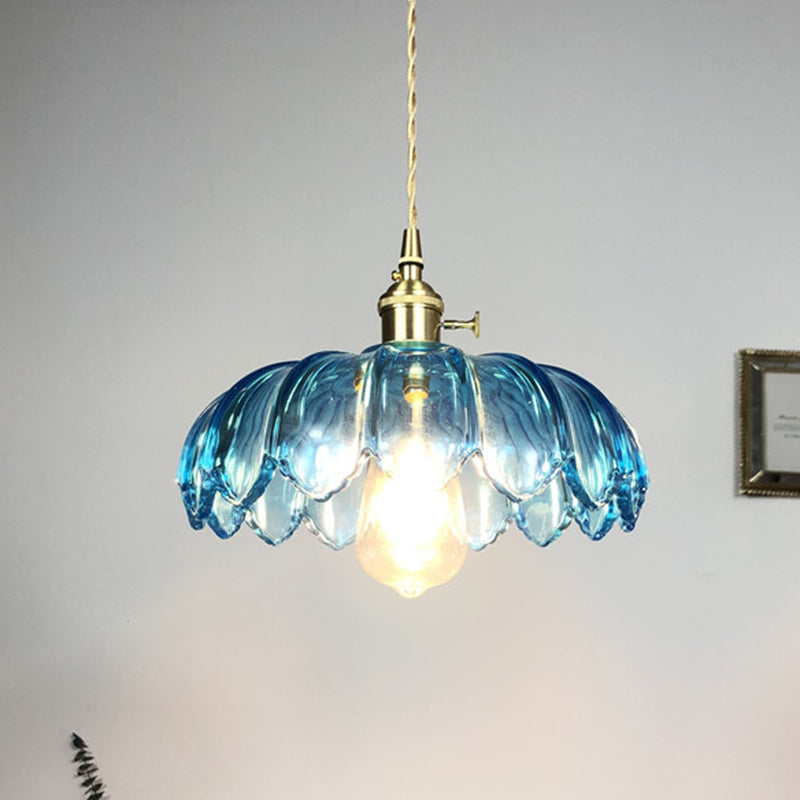 Hanging Pendant Light Vintage Style Glass Petal Hanging Light Fixture for Bedroom