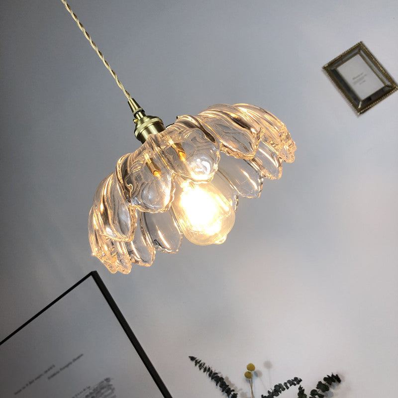 Hanging Pendant Light Vintage Style Glass Petal Hanging Light Fixture for Bedroom