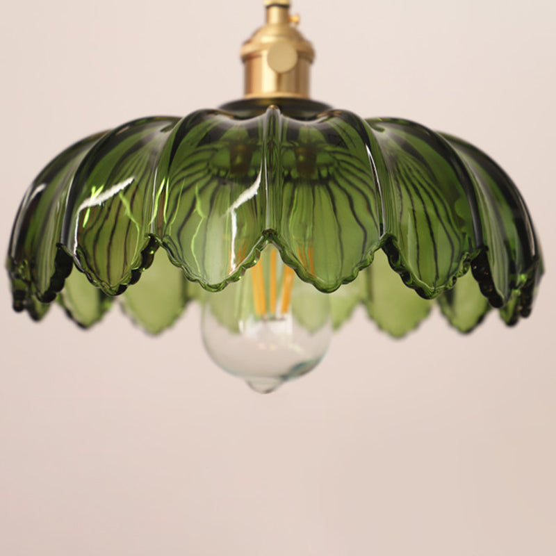 Hanging Pendant Light Vintage Style Glass Petal Hanging Light Fixture for Bedroom