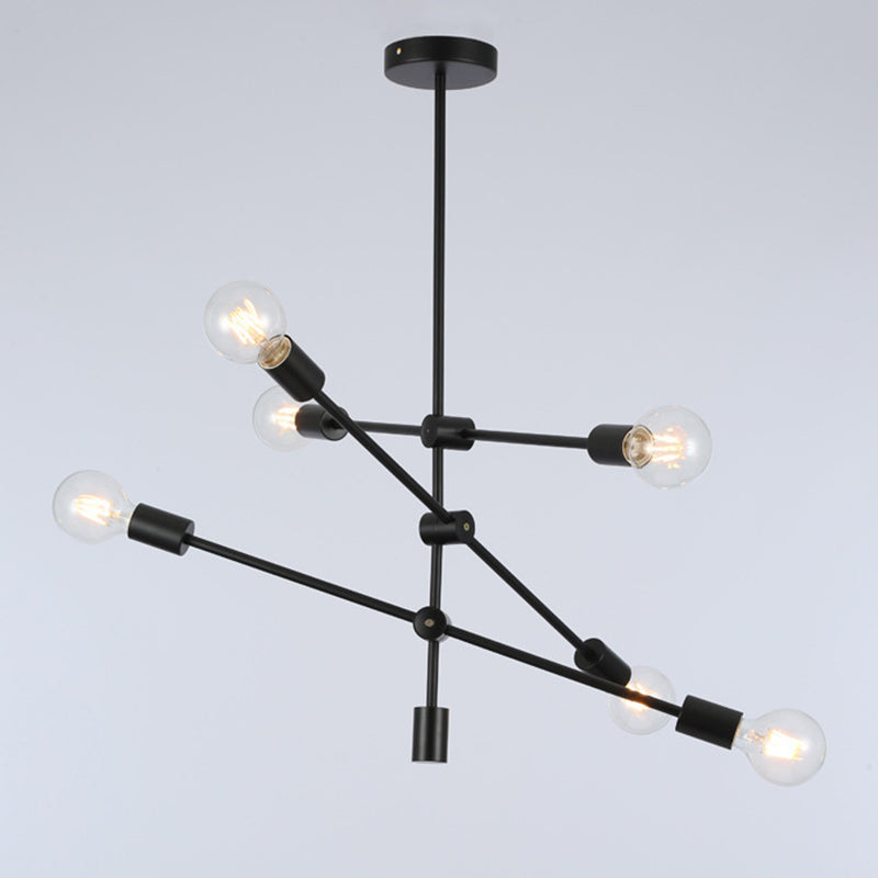 Minimalistischer Kronleuchter postmoderner Stil Open Lampe Design Geometrische Linien Gerade Stange hängen Licht