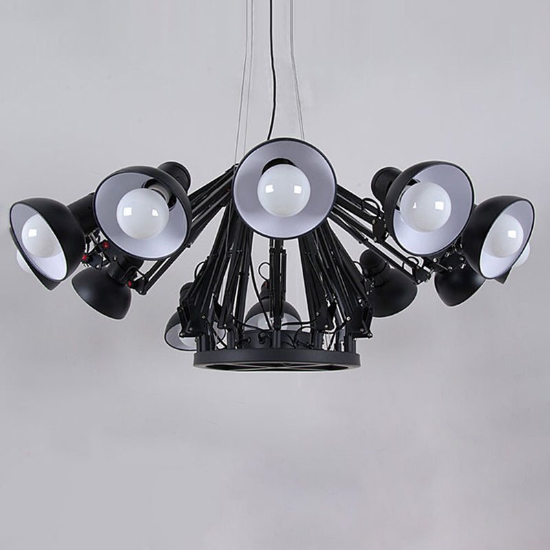 Adjustable Spider Chandelier Postmodern Metal Living Room Hanging Light with Bowl Shade