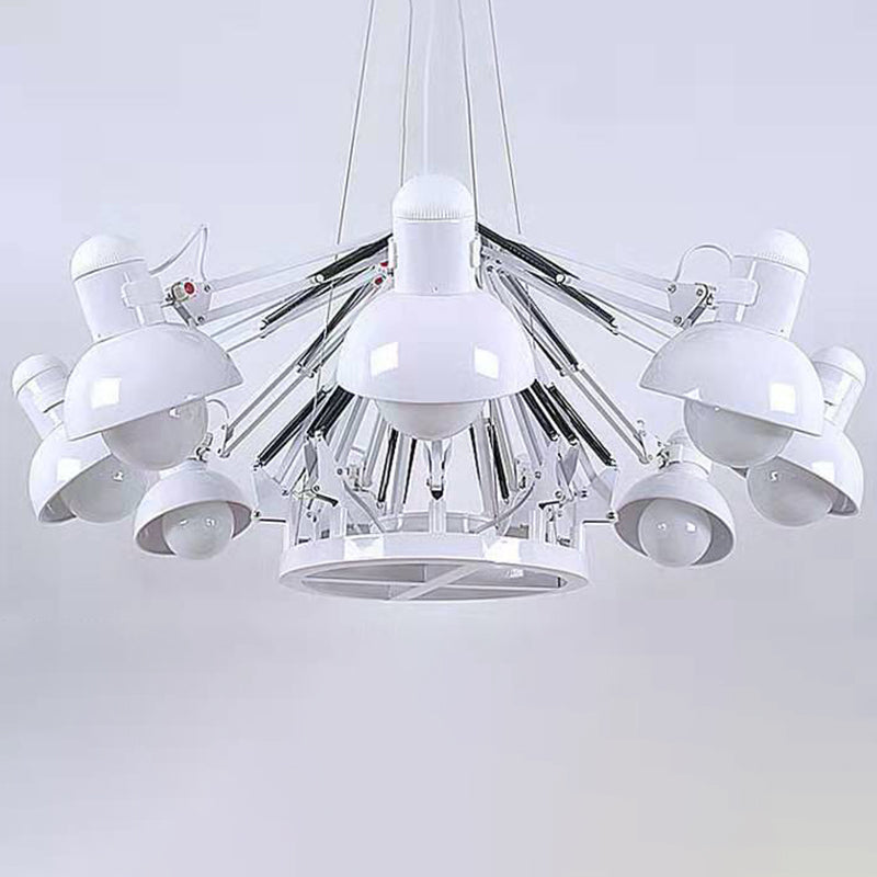 Adjustable Spider Chandelier Postmodern Metal Living Room Hanging Light with Bowl Shade