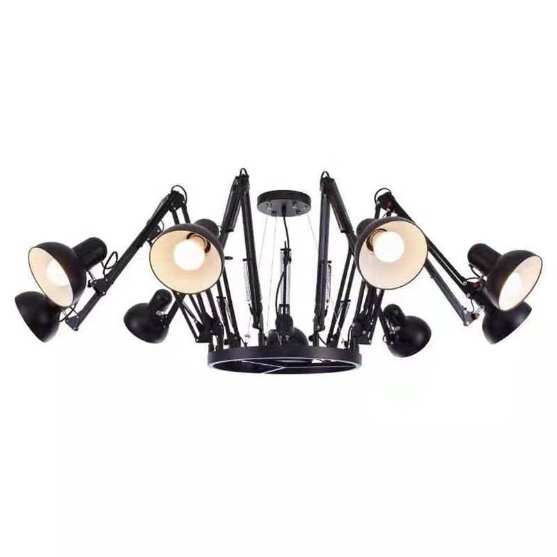 Adjustable Spider Chandelier Postmodern Metal Living Room Hanging Light with Bowl Shade