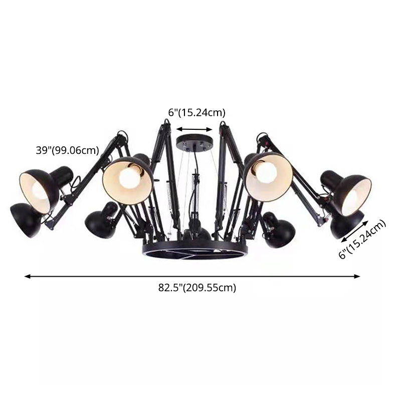 Adjustable Spider Chandelier Postmodern Metal Living Room Hanging Light with Bowl Shade