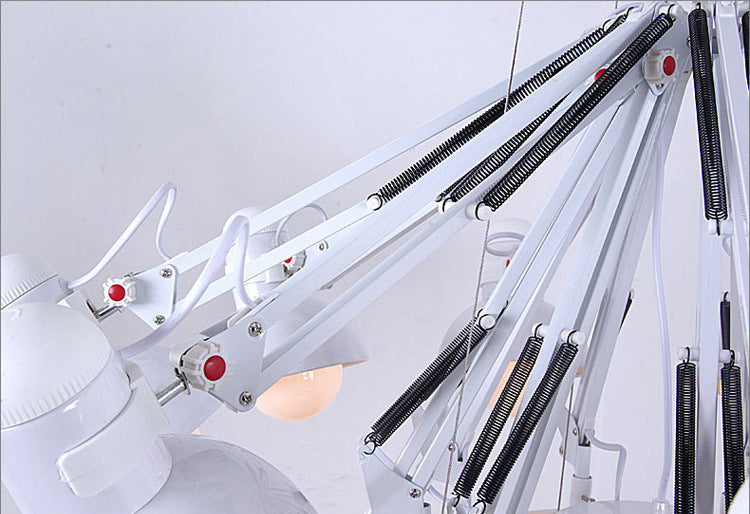 Adjustable Spider Chandelier Postmodern Metal Living Room Hanging Light with Bowl Shade