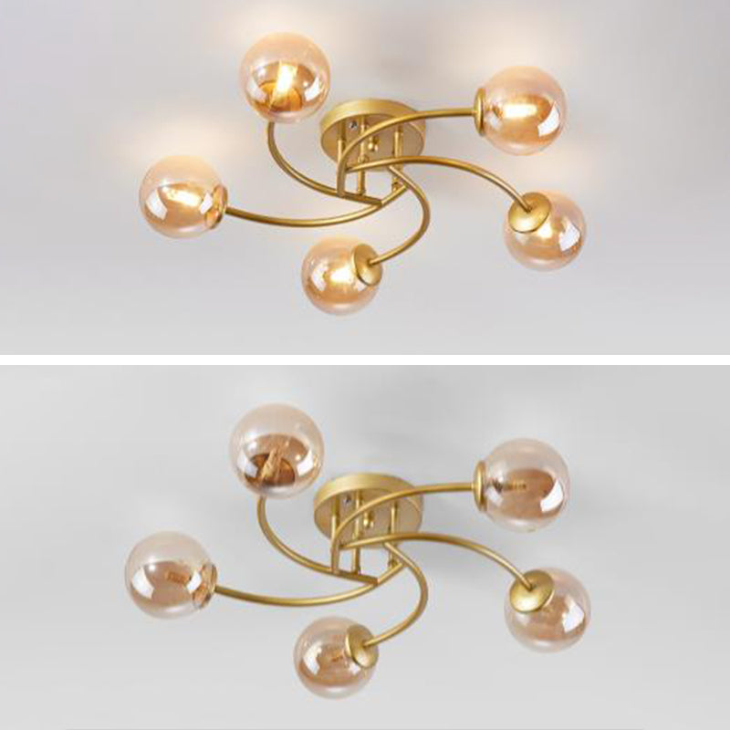 Modern Spherical Ceiling Mount Light Fixture Glass Ceiling Light