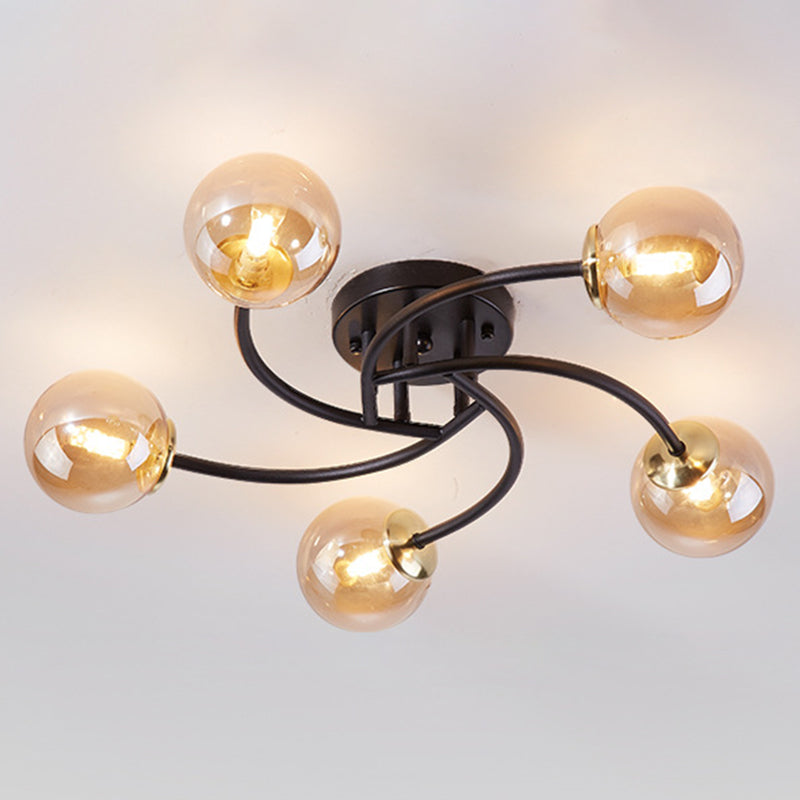 Modern Spherical Ceiling Mount Light Fixture Glass Ceiling Light