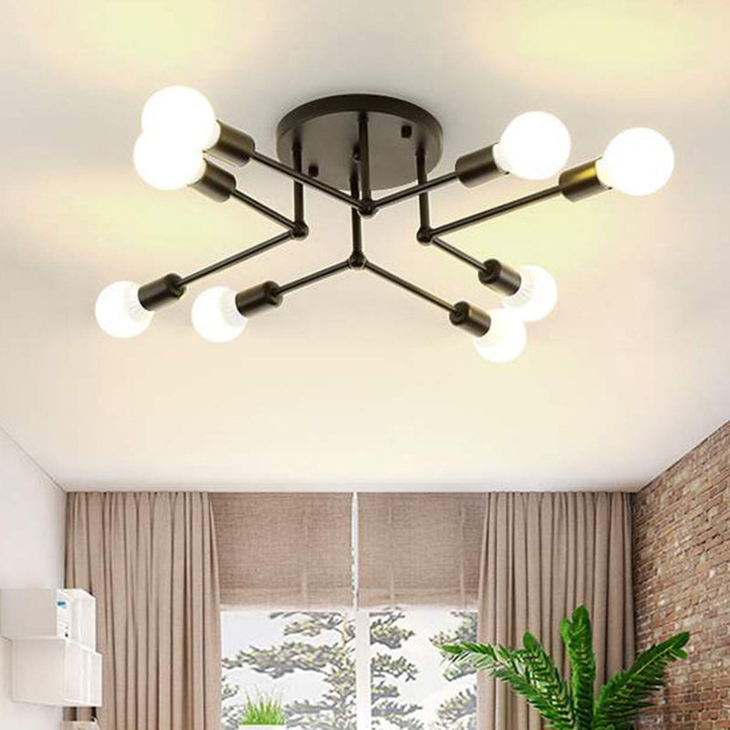 Blootgestelde lamp Semi-inbouw kroonluchter Industrieel Metaal Semi-inbouwlicht