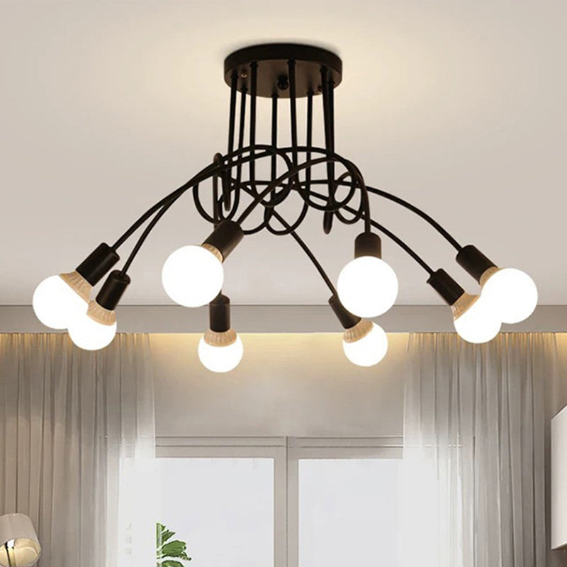 Blootgestelde lamp Semi-inbouw kroonluchter Industrieel Metaal Semi-inbouwlicht