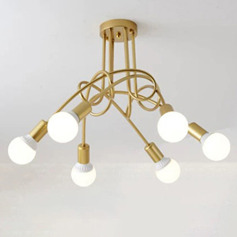 Blootgestelde lamp Semi-inbouw kroonluchter Industrieel Metaal Semi-inbouwlicht