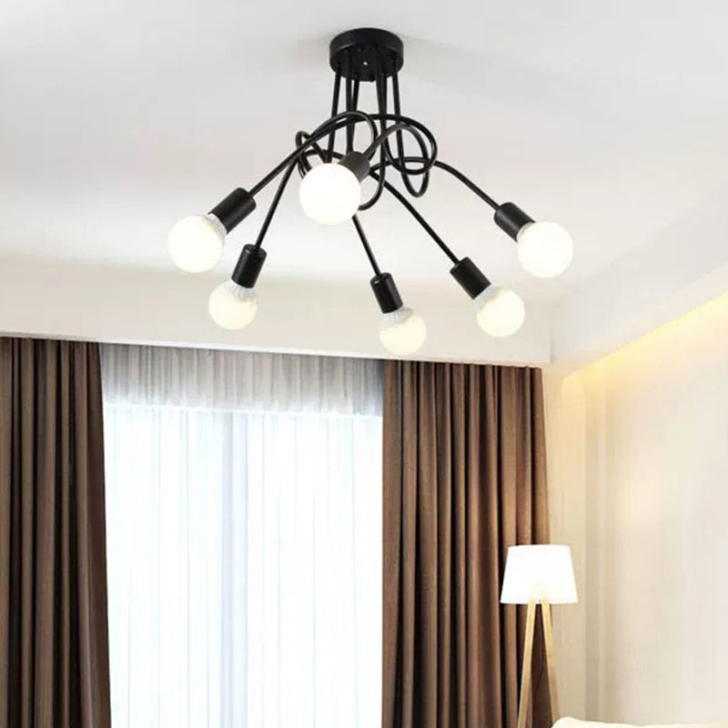Blootgestelde lamp Semi-inbouw kroonluchter Industrieel Metaal Semi-inbouwlicht