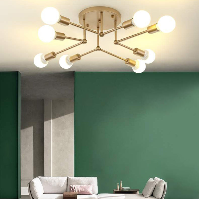 Blootgestelde lamp Semi-inbouw kroonluchter Industrieel Metaal Semi-inbouwlicht