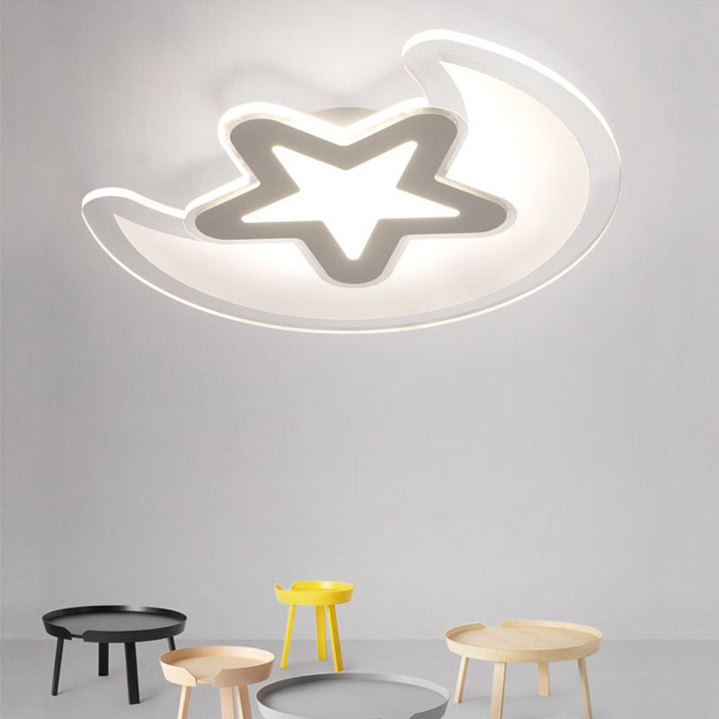 Moon And Star Flush Mount Light 1 Light Acrylic Cartoon Flush Mount Spotlight for Children Bedroom