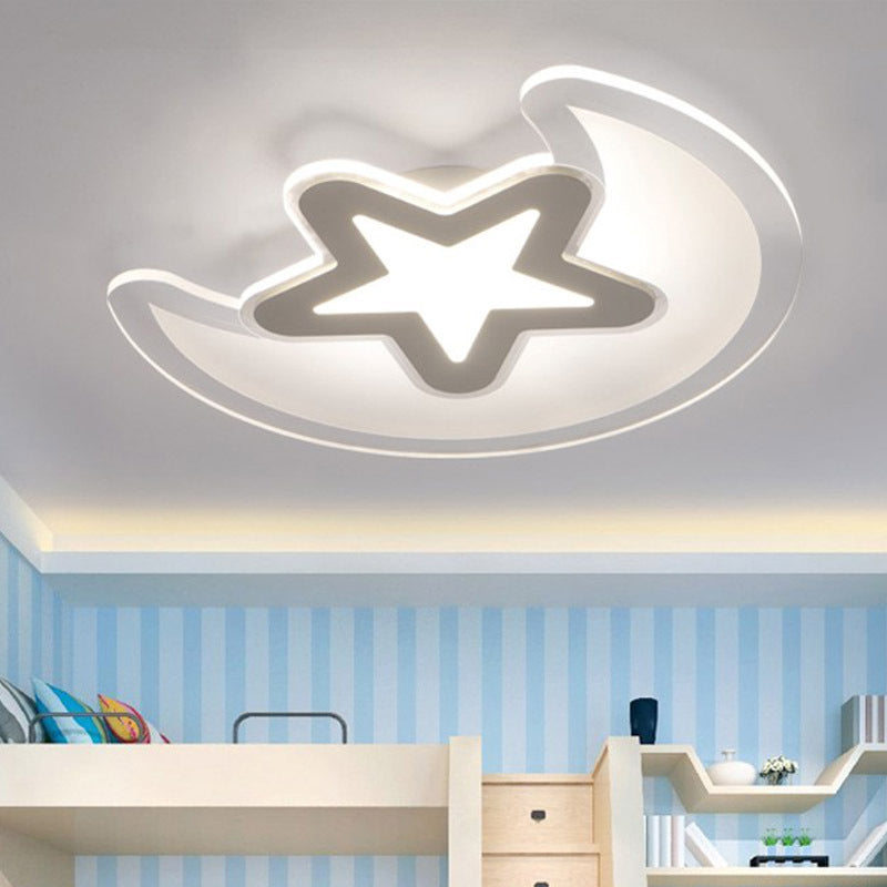 Moon And Star Flush Mount Light 1 Light Acrylic Cartoon Flush Mount Spotlight for Children Bedroom