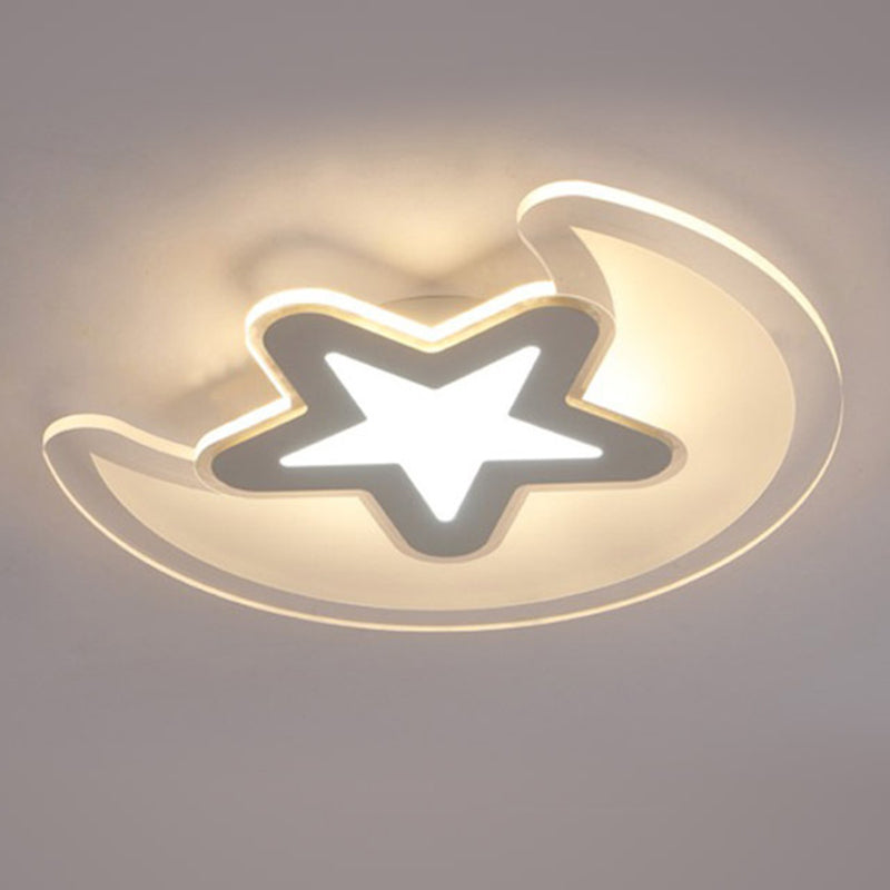 Moon And Star Flush Mount Light 1 Light Acrylic Cartoon Flush Mount Spotlight for Children Bedroom