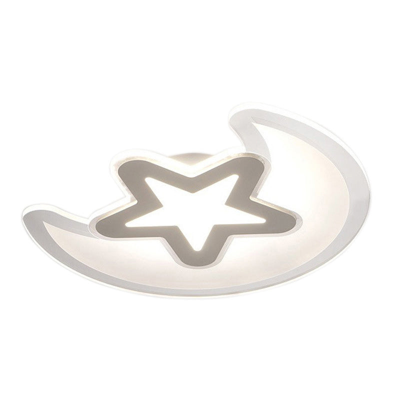 Moon And Star Flush Mount Light 1 Light Acrylic Cartoon Flush Mount Spotlight for Children Bedroom