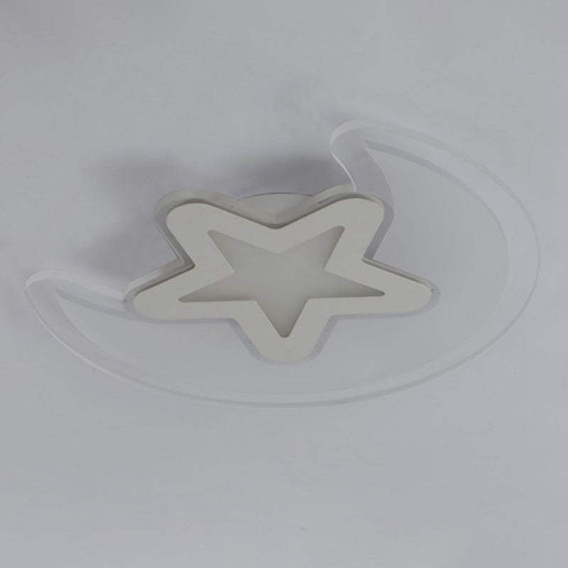 Moon And Star Flush Mount Light 1 Light Acrylic Cartoon Flush Mount Spotlight for Children Bedroom