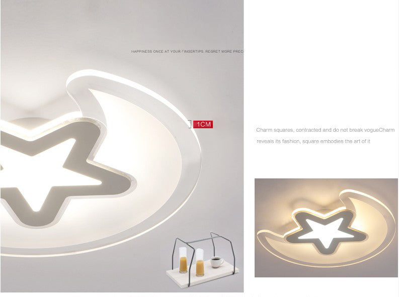 Moon And Star Flush Mount Light 1 Light Acrylic Cartoon Flush Mount Spotlight for Children Bedroom