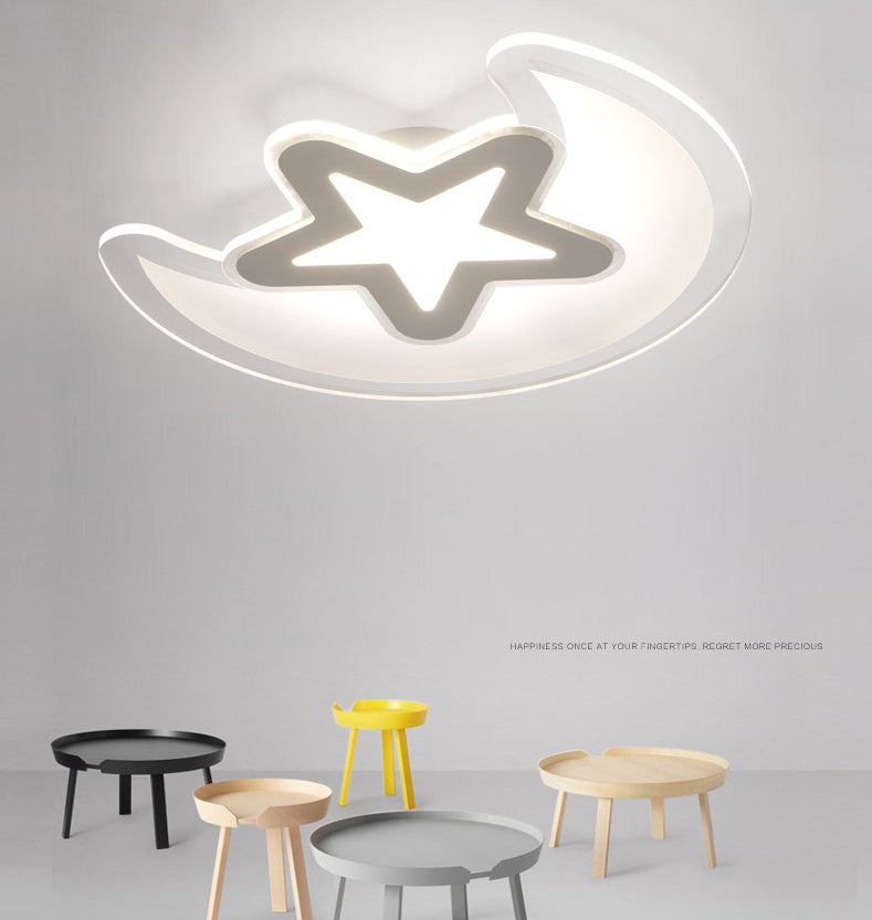 Moon And Star Flush Mount Light 1 Light Acrylic Cartoon Flush Mount Spotlight for Children Bedroom