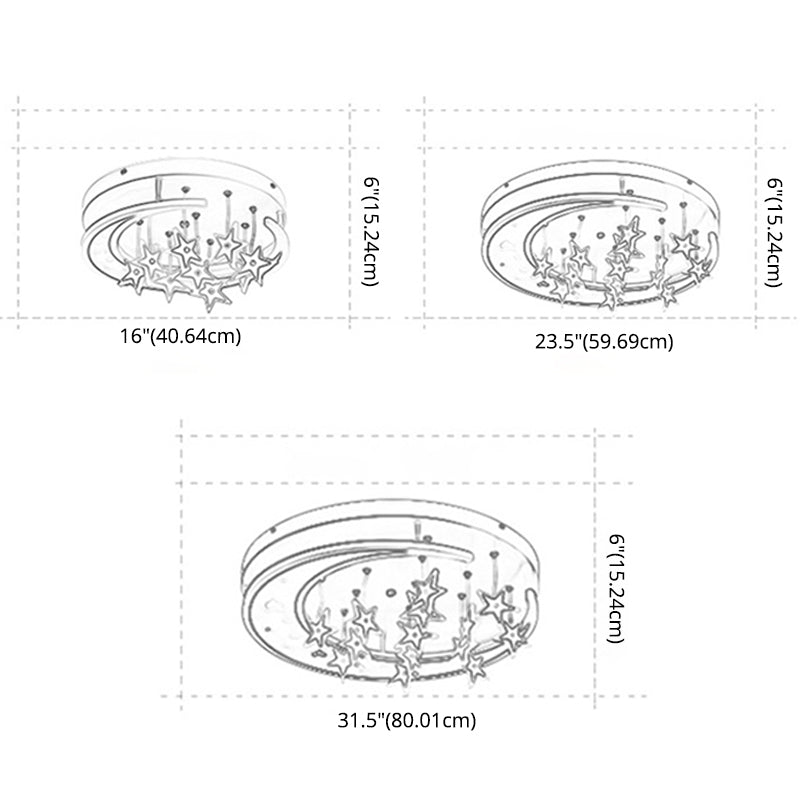 Moon And Star Flush Light 1 Light Acrylic Modern Flush Mount Ceiling Light Fixtures for Girls Bedroom