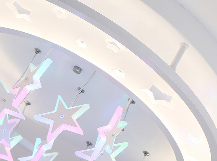 Moon And Star Flush Light 1 Light Acrylic Modern Flush Mount Ceiling Light Fixtures for Girls Bedroom