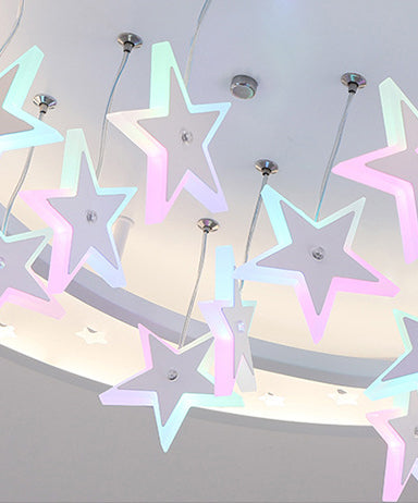 Moon And Star Flush Light 1 Light Acrylic Modern Flush Mount Ceiling Light Fixtures for Girls Bedroom