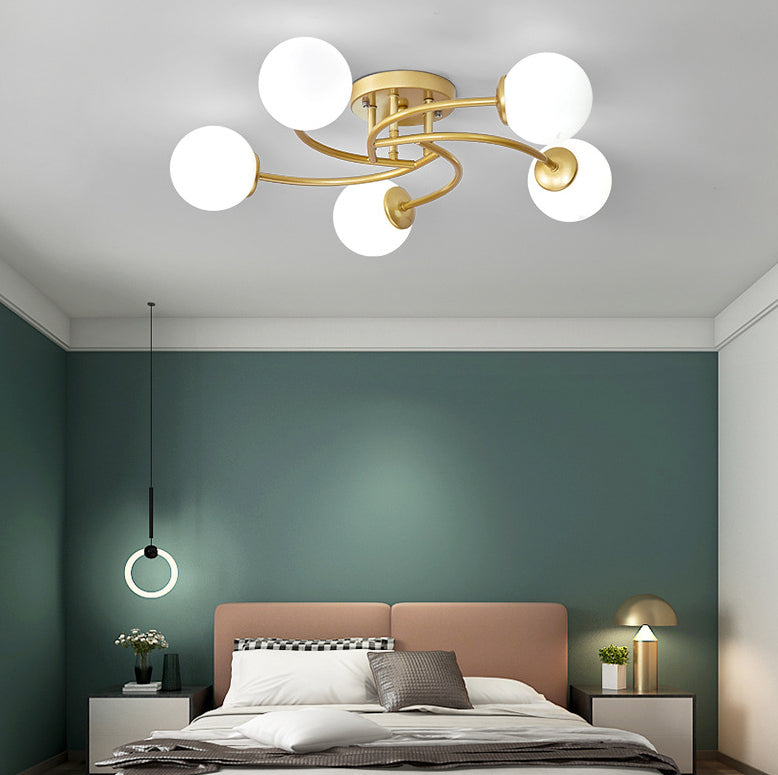 Modern Spherical Ceiling Mount Light Fixture Glass Ceiling Light