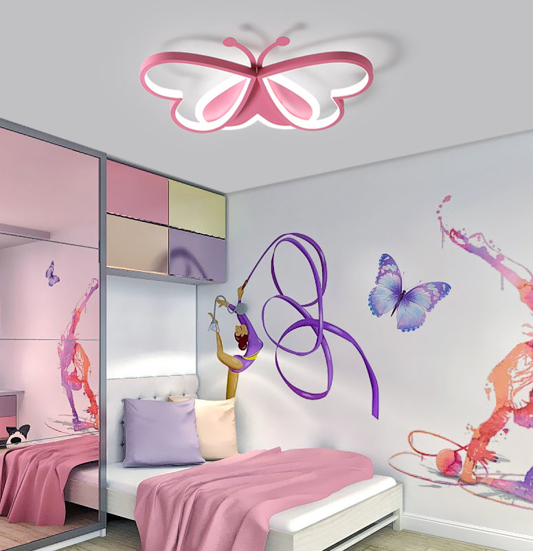 Butterfly Flush Mount Plafond Licht Armaturen Kids Metal Plafond Mount Chandelier voor Slaapkamer